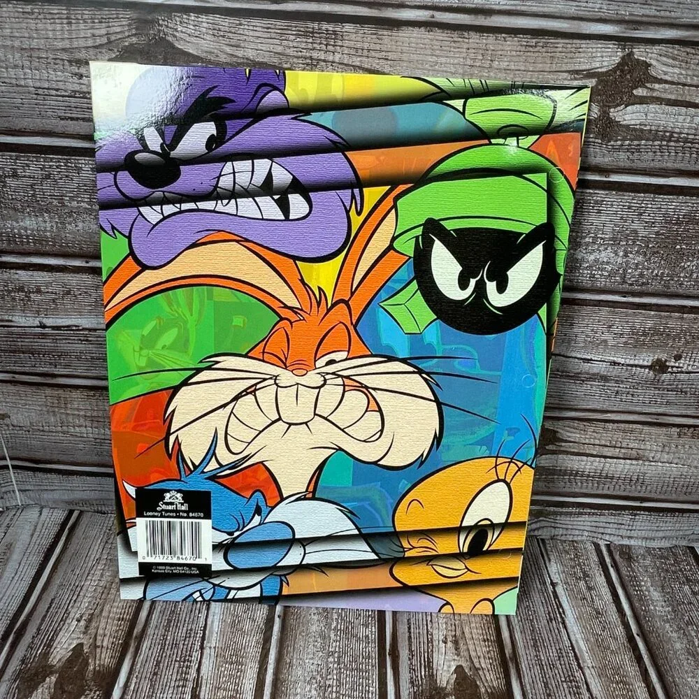 Lot of 3 Vintage Looney Tunes Folders Portfolio Organizer Stuart Hall 1999 NEW